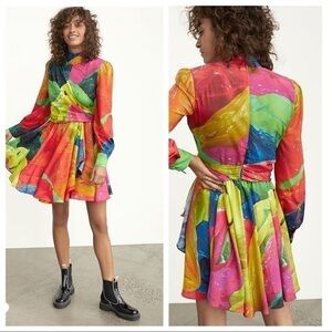 MSGM Multicolor Mock Neck Swing Dress IT 38 XS